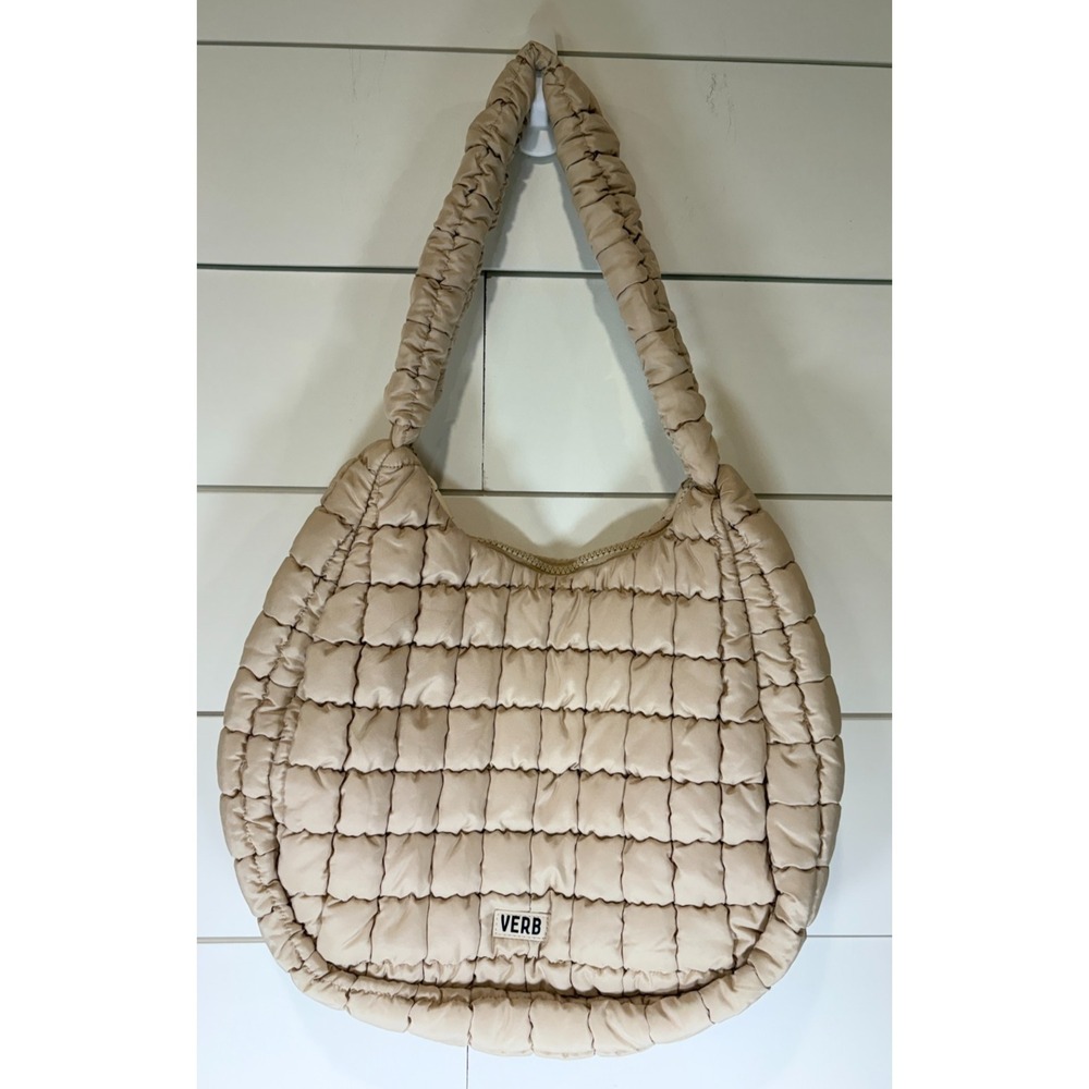 Verb‎ Carry All Quilted Puffy Tote Bag Purse Off-White Cream Ivory